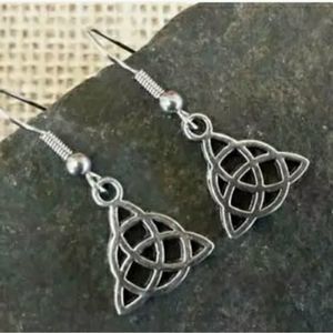 - Triquetra Celtic knot earring dangle silver tone